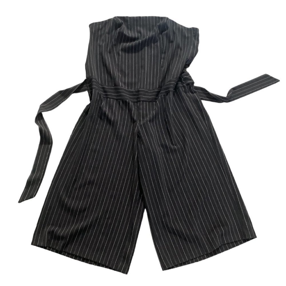 Torrid Plus Size Pinstripe Strapless  Wide Leg‎ Jumpsuit 136G